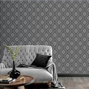 Arthouse Calico TrellisTextured Wallpaper Gunmetal